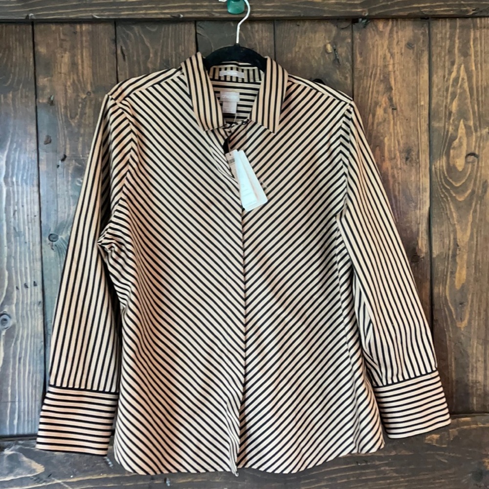 NWT Chico’s stripe no iron blouse